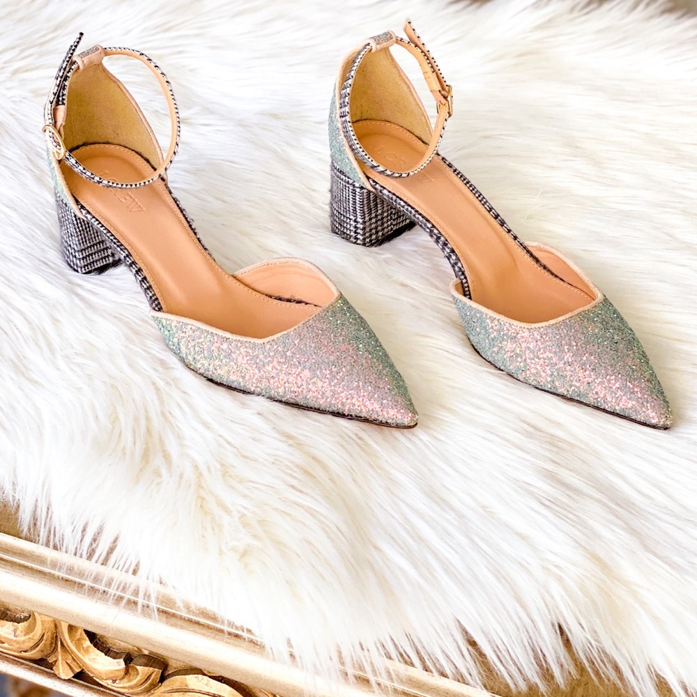 J Crew Pointy Sparkly Beaded Block Heel Sandals - image 3